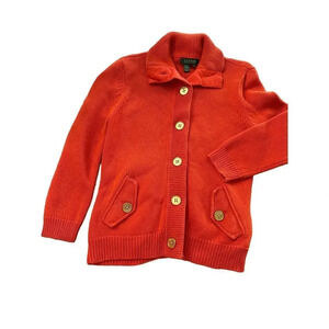 Lauren Ralph Women's orange Button Down knit sweater Size Medium